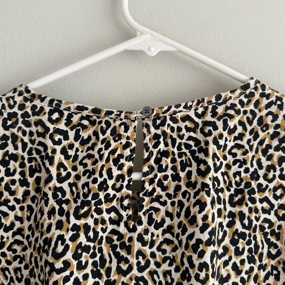 J Crew Leopard puff-sleeve top in stretch cotton poplin
